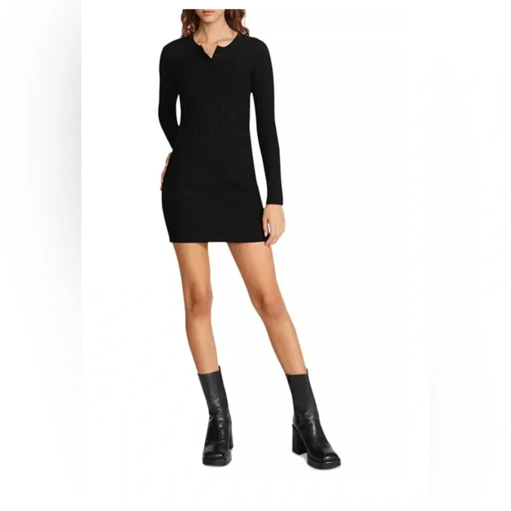 NWT Steve Madden Lexie Sweater Dress in Black Size XL